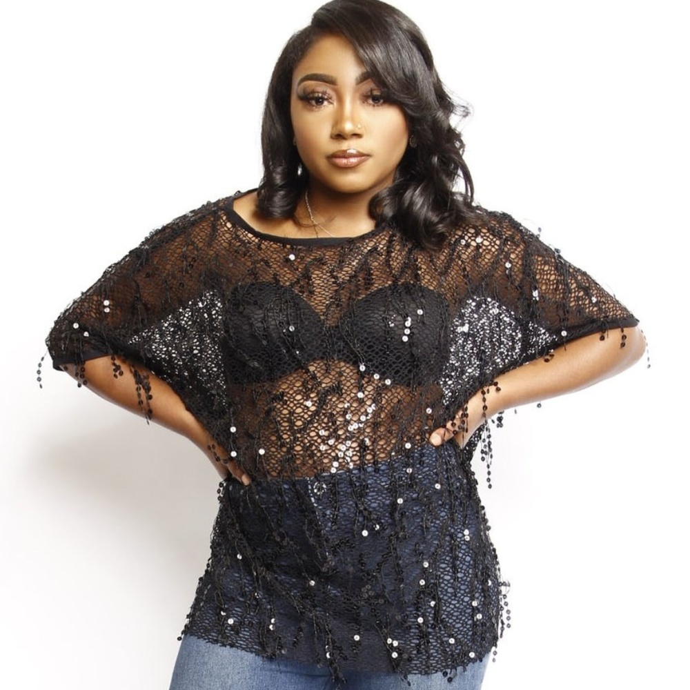 Black Sequin Top